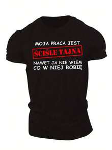Fun Polish Languages Men's Short Sleeve T-Shirt Summer T-Shirt Top - 黑色 - 查看 1