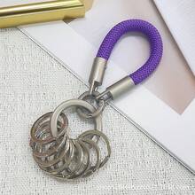 1 pieza Llavero de cuerda trenzada para hombre, cordón para llaves de coche, anillo de metal multifunción, colgante de llave de cerradura minimalista premium, herramienta de gestión de clasificación práctica y desmontable con múltiples anillos - Multicolor - Ver 11