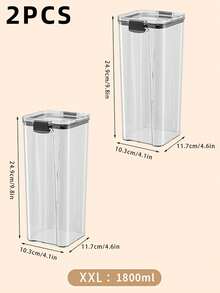 1pc Airtight Grain Jar, Transparent Plastic Container Box For Kitchen Storage Of Grains, Snacks, Tea, Not Dishwasher Friendly - Clear - View 12