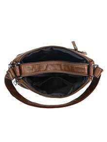 Retro Casual Multi-Pocket Crossbody Bag, Foldable, Portable, Large-Capacity Brown PU Punk-Style Mom Bag - Brown - View 4