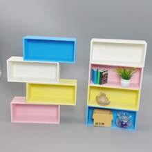 Estantería de almacenamiento para exhibición de casas en miniatura, gabinete modular DIY de combinación libre, cajas rectangulares apilables de colores, adorno de decoración interior - Multicolor - Ver 3