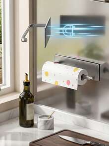 1pc Magnetic Paper Towel Holder, Wall-Mounted Paper Towel Rack, Cling Film Rack, Fridge Side Storage Rack, Towel Bar, No Drill Wall-Mounted Towel Rack For Kitchen, Bathroom, RV - Holds Rolls,Sleek Style, Durable Material - Multicolor - View 2