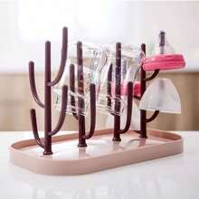 Baby Bottle Drying Rack - Bottle Drying Stand | Tree-Shaped Design Bottle Drying Tray | Upright Bottle Drying Station, Concave Large Base Plate, Gray, Creative Baby Bottle Draining Rack Tree-Shaped Bottle Drying Rack Baby Bottle Storage Dust-Proof Organizer Shelf, - Multicolor - View 16