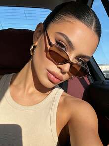 1 Pair Classic Retro Fashion Style Elegant Oval Plastic Small Frame Fashion Glasses, Women's - Suitable For Tropical Beach Vacation, Street Photography, Music Festival Occasions, Fits All Face Shapes, Summer Accessory, Oval Design - Multicolor - View 3