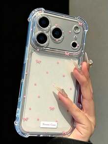 極簡粉色波點蝴蝶結交叉設計防震手機殼，夏季日常必備，適用於 Apple 17/17 Pro/17 Pro Max/16/16 Pro/16 Plus/16 Pro Max/15/15 Pro/15 Plus/14/14 Pro/14 Pro Max/13/13 Pro/13 Pro Max/12/12 Pro/12 Pro Max/11/XR/7/8Plus，開學禮物、生日禮物 - 粉色 - 查看 3