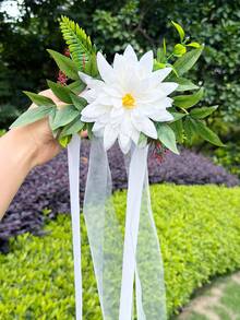 Wedding Car Rearview Mirror Decor Flowers, Wedding Car Door Handle Bowknot Decor Bouquet - Multicolor - View 18