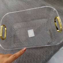 Transparente Acryl Schreibtisch Aufbewahrungsbox (funktioniert auch als Mehrzweck Aufbewahrungskorb) mit Goldrand, geeignet zum Organisieren von Kosmetik, Hautpflegeprodukten, Gesichtsmasken, Snacks, Wohnheim-Essentials und verschiedenen Haushaltsgegenständen - Verschiedenfarbig - Übersicht 6