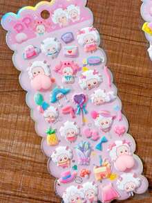 Cute Animal Soft Squeeze Happy Stickers, Children's Stress Relief 3D Bubble Stickers, Phone Case Decoration Stickers - Multicolor - View 6