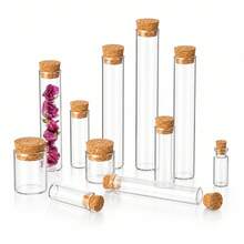 10pcs 2.5ml/3ml/4ml/5ml/6ml/12ml/13ml/22ml/25ml/30ml/40ml/60ml Clear Glass Empty Bottles With Cork Stoppers, Perfume Bottles, Jars, DIY Handmade Small Bottles - View 9
