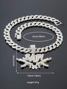 European & American Hip Hop Full Rhinestone Cuban Chain Necklace For Men, BABY Letter Pendant, Street Style Gun-Shaped Pendant, High-End Hip Hop Style Gift - Double Gun Baby - View 10