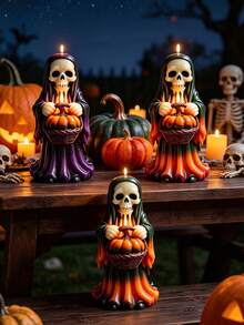 Multifunctional Skull Pumpkin Man Resin Craft Silicone Candle Mold, Smooth Surface Easy To Clean And Quick Release, Specially For Making Aromatherapy Decor, Halloween Surprise Gifts, Unique Pumpkin Skull Human-Shaped Holiday Decoration - A - View 6