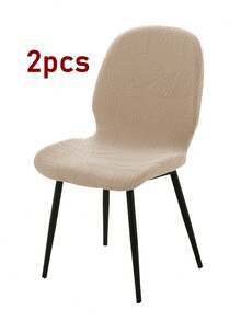 1/2pcs Nordic Curved Dining Chair Slipcovers Solid Color Jacquard Chair Slipcover All Seasons Usable Chair Seat Cover For Wedding Party Home Decor - Multicolor - View 6