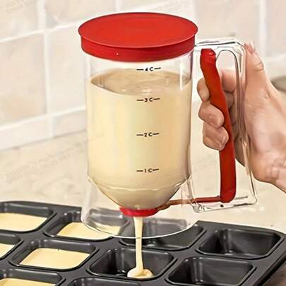 Dispensador de masa para panqueques con asa, mezclador de masa para panqueques, perfecto para panqueques, cupcakes, waffles, masa para muffins, pasteles, soportes para cupcakes, utensilios de cocina, herramientas para hornear.