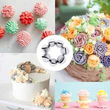 Rose Petal Piping Tips Set, Stainless Steel Floral Cream Piping Tips, Cake And Cupcake Decoration Baking Tools, DIY Piping Tips - Silver 7pcs Rose Piping Tip - View 7