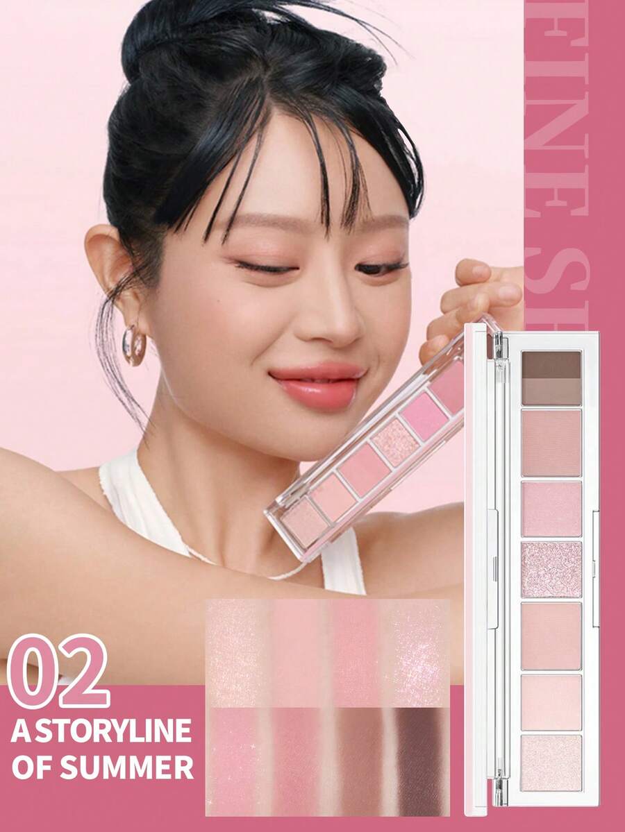PERIPERA All Take Mood Palette #02 Storyline Of Summer 1 Slim Ruler 眼影盤 6g,冷調櫻桃粉多重質地眼影,適合冷色調與白皙膚色,日常旅行妝容與新手適用 - 02 夏日溫柔粉調 - 查看 1
