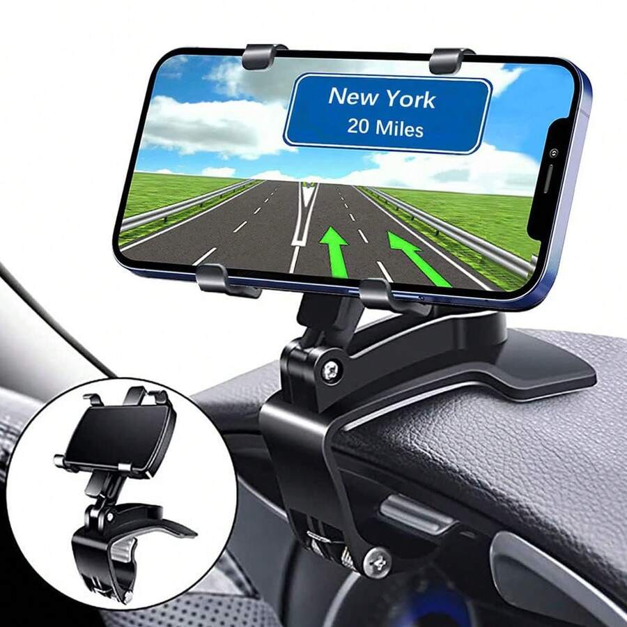 Car Phone Holder, 360 Degree Rotating Dashboard Phone Mount, Compatible With Apple And 4 To 7 Inch Smartphones