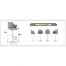 Modern Bar Stool Set (Set Of 2) / High-Quality Linen Bar Stools, -Plated Steel Frame / Easy To Install / High Load Capacity / Suitable For Home Bars And Restaurants - 灰色 - 查看 6