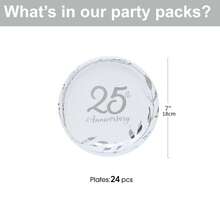 25th Birthday Party Supplies,24 PCS Cheers To 25 Years Disposable Party Plates With Silver Foil 7 Inch Paper Plates Dessert Plates And 9 Inch Paper Plates Dinner Plates For 25 Years Anniversary Party - 25 YEARS - View 7