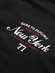 MAISONFOX Men's Colorblock Baseball Jacket With Vintage Patch & Arm Lettering, Crew Neck Loose Fit Bomber Jacket, Y2K Hip Hop Urban Outerwear - Black - View 7
