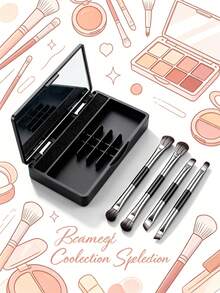 1 Set luxuriöses doppelseitiges Make-up-Pinselset, Premium-Synthetikborsten mit Golddekoration, tragbare Spiegel-Aufbewahrungsbox, All-in-One makellose Make-up-Werkzeuge, exquisites Schönheitsgeschenk für Frauen - Verschiedenfarbig - Übersicht 6