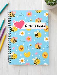 1pc Custom Name Spiral Notebook For Back To School, Personalized Cute Cartoon School Supplies, Back To School Study Notepad Gift For Classroom Writing Stationery Gift - Multicolor - View 8