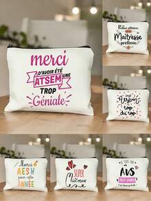 Bolsa de maquillaje con temática de profesora de francés, elegante regalo para el Día del Maestro, diseño de ilustración de corazón bilingüe francés-inglés "Gracias Maestro", regalo de aprecio para educadores, bolsa de almacenamiento de maquillaje estilo negro, bolsa de aseo portátil, adecuada para viajes, vacaciones, camping y uso al aire libre, regalo de aprecio para maestros, diseño creativo, bolsa de almacenamiento de aseo de viaje ligera unisex - regalo perfecto de graduación o elección creativa para el Día del Maestro. - Multicolor - Ver 9