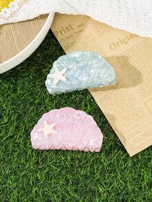1Pc Ocean Style Shell Starfish Hair Claw, Beach Vacation Hair Claw Suitable For Beach/Vacation/Daily Wear - View 4