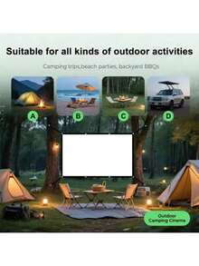 Projector Screen, Available In 60, 72, 84, 100, 120, 150 Inches, Easy To Install, Washable, Ironable, Reusable, Foldable, Suitable For Outdoor And Household Use - View 5