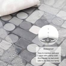 [Modern Minimalist PEVA Waterproof Shower Curtain]Geometric Mosaic Pattern, Breathable Bathroom, Semi-Transparent Flexible Material, Reinforced Plastic Rings - Clear - View 8