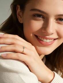 Charm-In 18K Gold Plated Square Blue Cubic Zirconia Solitaire Ring, Minimalist Stackable Jewelry For Women - Gold Tricolor - View 2