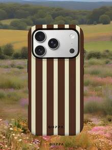 GIIPPA 1pc Brown Striped Pattern Design Phone 17 Pro Max Phone Case, Compatible With Phone 16 Pro Max, 15 Pro Max, 14 Pro Max, Korean-Style High-End Fashion Fun Phone Case, Compatible With 11/12/13/14/15/16 Pro Max Plus, Elegant Design Suitable For Men And Women, Perfect Gift For Girlfriend On Christmas, Valentine's Day, Easter, Wedding Season And Birthday! - Multicolor - View 6