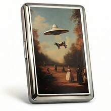 Vintage Multifunctional Metal Card Holder & Cigarette Case, Ultra-Thin Metal Wallet With Convenient Snap Closure, Cute Black Cat Clip-On Cigarette Case, Art Deco Style Card Box, Suitable For Credit Cards, Cash, ID & Business Cards - Multicolor - View 6
