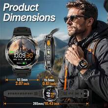 KENPANG 1400mAh Battery Men's Sports Smart Watch, Built-In Red & White Dual-Color LED Flashlight, IPX8 Waterproof, 100+ Sports Modes, Call & Answer, Message Notifications, 24-Hour Health Monitoring, 200+ Watch Faces, Sleep Tracking, Men's Fitness Tracker - View 12