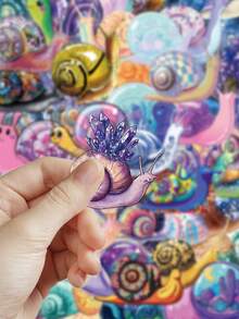 50張幻想蝸牛貼紙，適用於剪貼簿、日記本、計畫本、行李箱、手機殼、筆記本、吉他、滑板、筆電裝飾，學校用品 - 奇幻蝸牛 - 查看 4