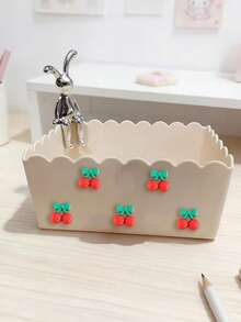 Cherry Storage Box, Cherry Storage Box, Cosmetic Organizer, Student Desk Stationery Organizer, Home Miscellaneous Storage Basket, Suitable For Home, Office, Kitchen, Bedroom Vanity, Daily Essentials, Suitable For Home, Restaurant, Living Room Decoration, Vanity, Durable Plastic, Wedding Bride Gift, Mother's Day Gift, Birthday Gift, Holiday Souvenir, Back To School Gift, Graduation Gift - Multicolor - View 8