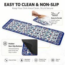 1pc Patterned Anti-Slip Diatomite Mud Faucet Drain Pad, Quick-Dry Absorbent Sink Splash Guard Mat, Rubber Base, Suitable For Kitchen/Bathroom Faucet - Multicolor - View 6