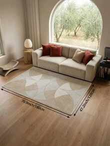 1 pieza Alfombra de sala de estar con diseño geométrico simétrico de líneas, adecuada para cocina, comedor, dormitorio, decoración de habitación festiva, interior/exterior, oficina, vestíbulo, felpudo antideslizante, alfombra de baño, pasillo, área de estudio y juegos - Camel - Ver 18