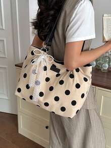 Bolso de mano para mujer, tela con estampado floral, gran capacidad, bolso de uso diario, esencial versátil y de moda - Negro - Ver 4