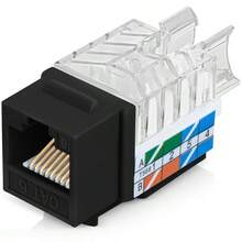 45 Angled RJ45 Cat6 Keystone Jacks 10-Pack In Black - Slim Profile Female RJ45 Connectors - 6 Keystone Jack - Compatible With 45 Angled Speed Termination - 45Term (B0BL3GS7ZY) - 10-pack + CAT6 + Black - View 1