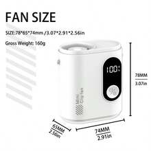 Ventilador Mini Recargable con Clip, 100 Ajustes de Velocidad, Pantalla LED para Velocidad del Viento y Nivel de Batería, Luz LED, Batería de 1800mAh, Clip Desmontable, Rotación de 360°, Adecuado para Cochecitos, Camping, Viajes - Clip-on - Ver 3