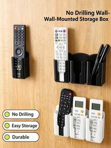 2/5 Stücke Fernbedienung Halter Wandmontage, selbstklebende Aufbewahrung ohne Bohren, selbstklebende Wandmontage Fernbedienung Aufbewahrungsbox, selbstklebende Multifunktions-Organizerbox geeignet für TV, Klimaanlage Fernbedienung, Stift, Handy und andere Büroorganisation, geeignet für TV und Klimaanlage Fernbedienung, einfache Installation, Schwarz, ovales Design, starke Haftung, Heimaufbewahrung Fernbedienung Halter - Verschiedenfarbig - Übersicht 2