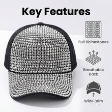 1pc Shiny Street Cotton Sequin Patchwork Baseball Cap, All Seasons - A - View 2