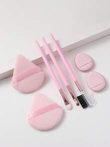 7PCS Makeup Tools Set Including: 3PCS Makeup Brush Set+2PCS Mini Makeup Sponges+2PCS Triangle Powder Puffs - Multicolor - View 8