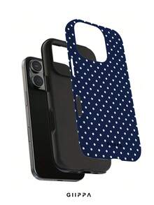 GIIPPA 1件海軍藍底白色波點圖案設計手機殼，適用於Phone 17 Pro Max，相容於Phone 16 Pro Max、15 Pro Max、14 Pro Max，韓系高端時尚趣味手機殼，相容於11/12/13/14/15/16 Pro Max Plus，優雅設計適合男女，聖誕節、情人節、復活節、婚禮季與生日送給女友的完美禮物！ - 彩色 - 查看 2