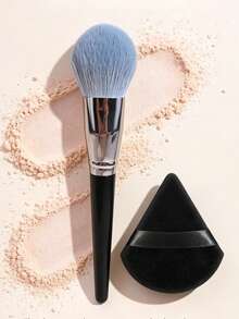 1pc Super Soft Large Powder Brush Professional Makeup Brush For Flawless Base And Blush Effect Black Handle High-Quality Synthetic Bristles Large Face Brush Suitable For Loose Powder / Blush / Contour Sensitive Skin Friendly - Multicolor - View 10