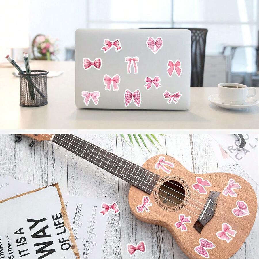 500pcs/Roll Pink Bowknot Roll Stickers DIY Computer Stickers Gift Decoration Scrapbook Sealing Tape Labels - View 1