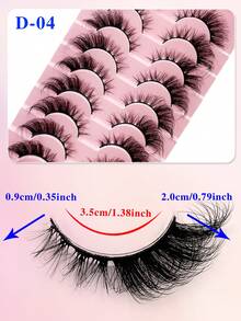 ENCHUW 10對自然貓眼假睫毛 3D條狀睫毛 細款 豐盈蓬鬆 多入裝 - 黑色 - 查看 2