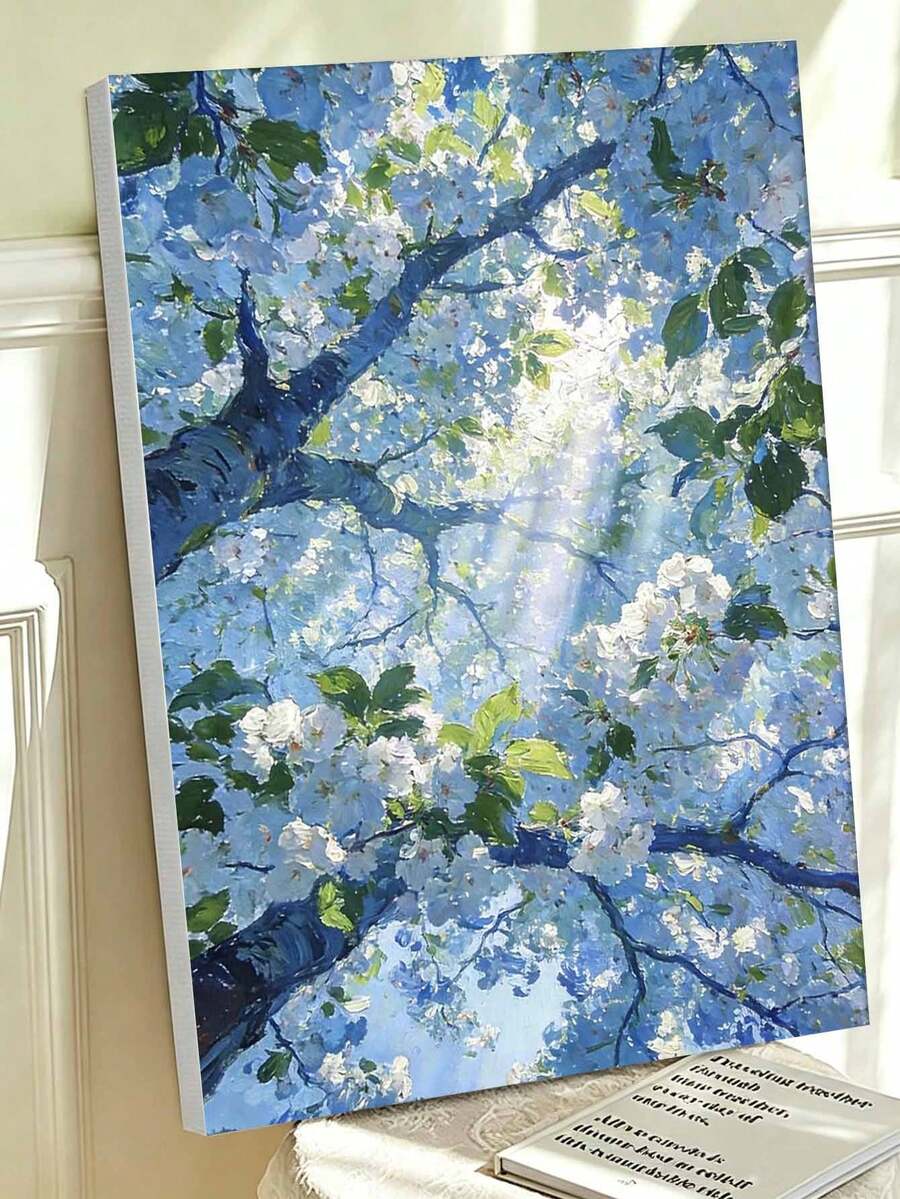 白色櫻花樹陽光風景DIY數字油畫 手作成人居家裝飾 節日禮物牆面藝術畫布套裝 - 套裝 - 查看 1