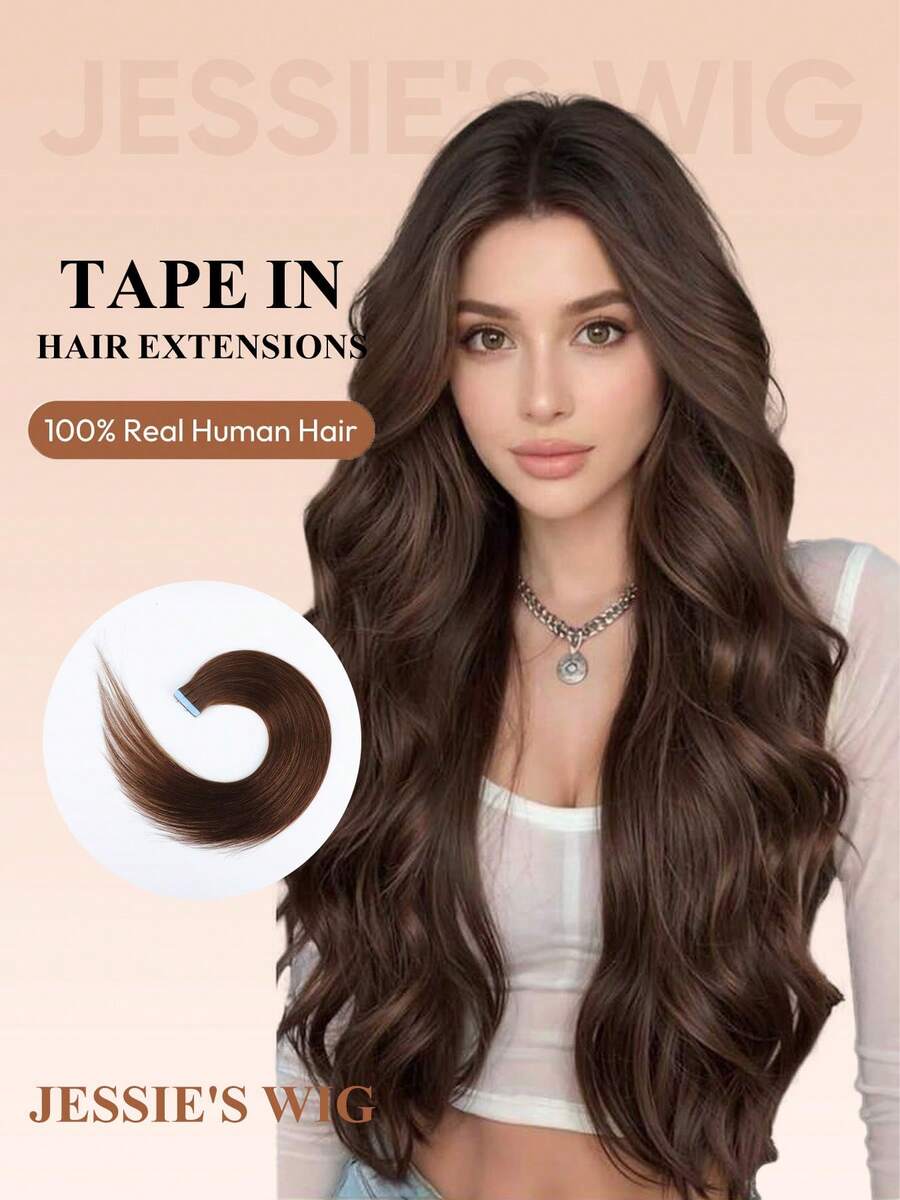 Jessie's Wig 20片/包 50g 膠帶式接髮 真人髮絲 絲滑直髮 自然黑 膠帶接髮 自然外觀 高品質 4# - S4 - 查看 1