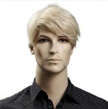 New Men Full Wig White Gold Short Side Part Slanted Bang Soft Ventilated Adjustable Hair Accessory Daily Outing Party Labor Day Cosplay Styling Wigs Cosplay Wigs Halloween Costume Wigs - Pale Gold - View 1